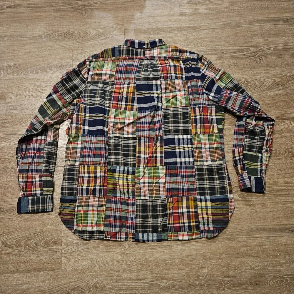 Polo Ralph Lauren XXL Patchwork Indian Madras Shirt Classic Fit Indigo NWOT
